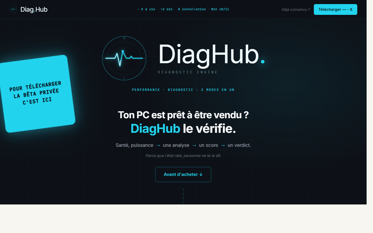 Aperçu du site DiagHub, réalisé par MaW Digital